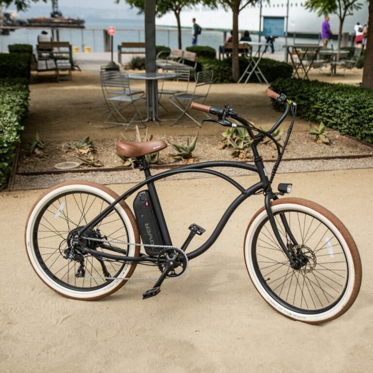 black-city-bike-on-gray-concrete-floor